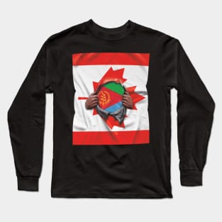 Eritrea Flag Canadian Flag Ripped Open - Gift for Eritrean From Eritrea Long Sleeve T-Shirt